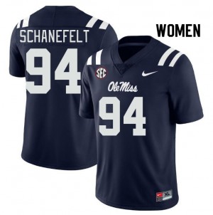 Women Christian Schanefelt Navy Ole Miss Rebels College Football #94 Jersey 814496-589