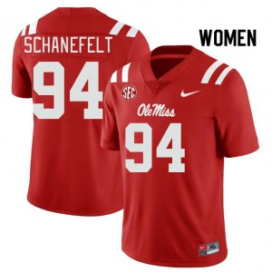Women Christian Schanefelt Red Rebels College Football #94 Jersey 228244-257