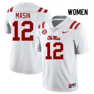 Women Fraser Masin White University of Mississippi College Football #12 Jersey 739674-974