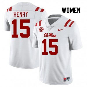 Women JJ Henry White University of Mississippi College Football #15 Jersey 941415-239