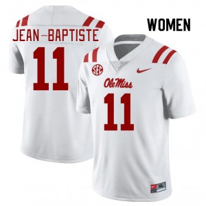 Women Jeremiah Jean-Baptiste White Rebels College Football #11 Jersey 388119-152