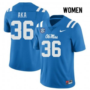 Women Joshua Aka Powder Blue Ole Miss College Football #36 Jersey 604425-218