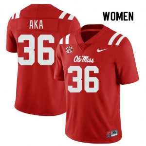 Women Joshua Aka Red Ole Miss Rebels College Football #36 Jersey 144551-308