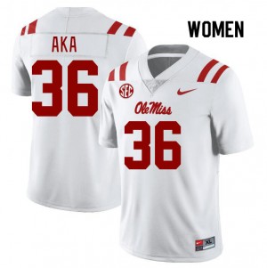 Women Joshua Aka White Ole Miss Rebels College Football #36 Jersey 650529-486