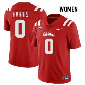 Women Joshua Harris Red Ole Miss College Football #0 Jersey 917160-278