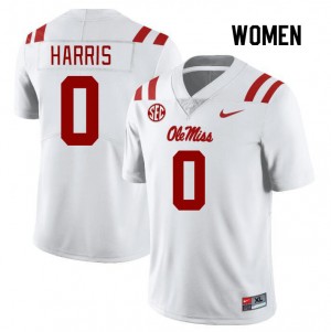 Women Joshua Harris White Rebels College Football #0 Jersey 916049-741