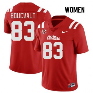 Women Lex Boucvalt Red University of Mississippi College Football #83 Jersey 682583-405