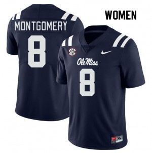 Women Monty Montgomery Navy Ole Miss Rebels College Football #8 Jersey 592443-209