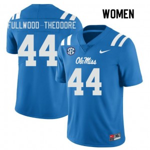 Women Nyseer Fullwood-Theodore Powder Blue Rebels College Football #44 Jersey 157667-967