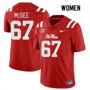 Women Quincy McGee Red Ole Miss College Football #67 Jersey 182781-526