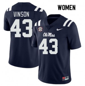 Women Rayf Vinson Navy Rebels College Football #43 Jersey 899373-542