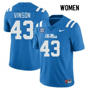 Women Rayf Vinson Powder Blue Ole Miss College Football #43 Jersey 743719-249