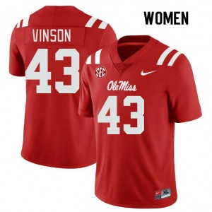 Women Rayf Vinson Red Rebels College Football #43 Jersey 816700-349