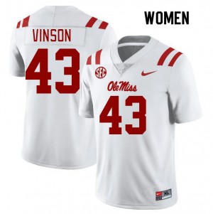 Women Rayf Vinson White Ole Miss Rebels College Football #43 Jersey 493520-955