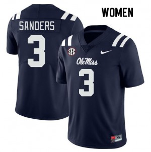Women Spencer Sanders Navy Rebels College Football #3 Jersey 104261-131
