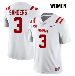 Women Spencer Sanders White Ole Miss College Football #3 Jersey 838805-547