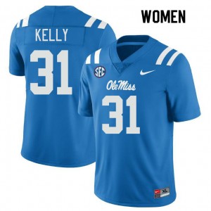 Women Torian Kelly Powder Blue Rebels College Football #31 Jersey 175182-368