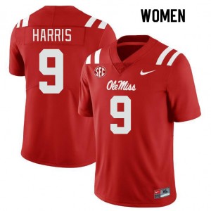 Women Tre Harris Red Rebels College Football #9 Jersey 154192-853