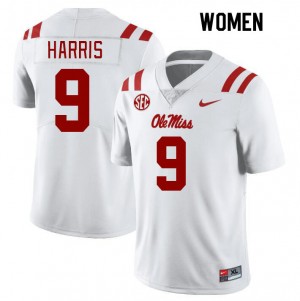 Women Tre Harris White University of Mississippi College Football #9 Jersey 897181-320