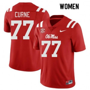 Women Victor Curne Red Ole Miss College Football #77 Jersey 639710-615