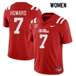 Women Walker Howard Red University of Mississippi College Football #7 Jersey 876312-248