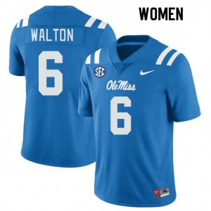 Women Zamari Walton Powder Blue Rebels College Football #6 Jersey 370434-988