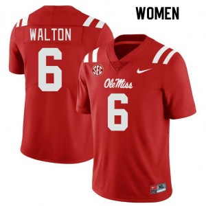 Women Zamari Walton Red Ole Miss College Football #6 Jersey 702145-877