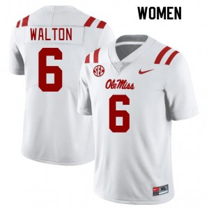 Women Zamari Walton White Ole Miss Rebels College Football #6 Jersey 540423-446