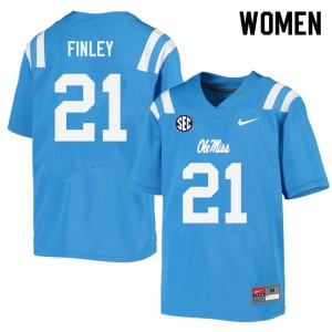 Women AJ Finley Powder Blue Ole Miss College Football #21 Jersey 382717-304