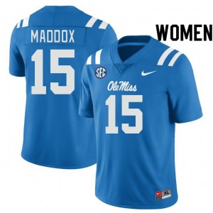 Women AJ Maddox Powder Blue Ole Miss College Football #15 Jersey 611014-246