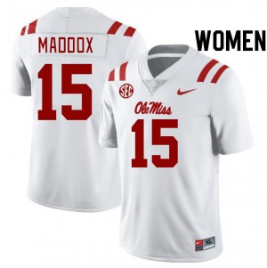 Women AJ Maddox White Ole Miss College Football #15 Jersey 289958-728