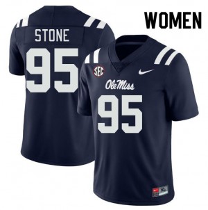 Women Akelo Stone Navy University of Mississippi College Football #95 Jersey 359103-777