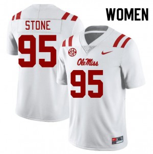 Women Akelo Stone White Ole Miss College Football #95 Jersey 795793-610