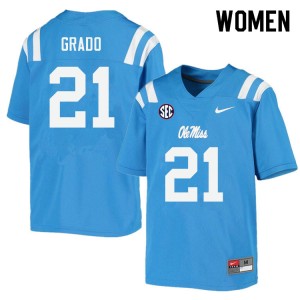 Women Alex Grado Powder Blue Ole Miss College Football #21 Jersey 336434-581