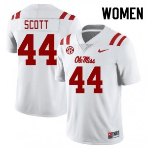 Women Ali Scott White Rebels College Football #44 Jersey 643114-429