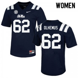 Women Andrew Polhemus Navy Ole Miss Rebels College Football #62 Jersey 107192-155