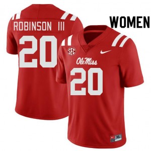 Women Anthony Robinson III Red Ole Miss Rebels College Football #20 Jersey 973929-362