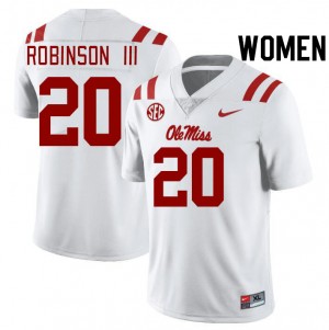 Women Anthony Robinson III White University of Mississippi College Football #20 Jersey 846533-590