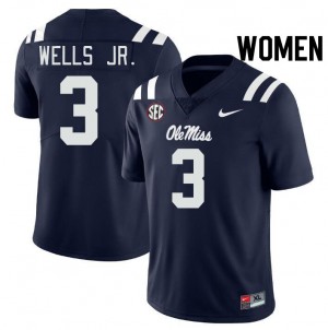 Women Antwane Wells Jr. Navy Ole Miss College Football #3 Jersey 222146-824