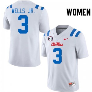 Women Antwane Wells Jr. White Ole Miss Rebels 2024 New College Football #3 Jersey 987878-116