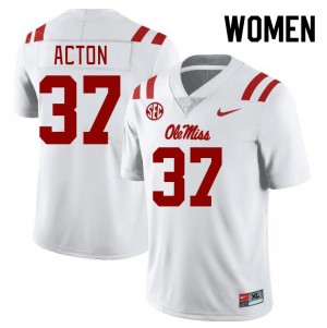 Women Austin Acton White Ole Miss Rebels College Football #37 Jersey 661583-389