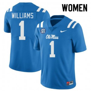 Women Ayden Williams Powder Blue Ole Miss College Football #1 Jersey 823479-878