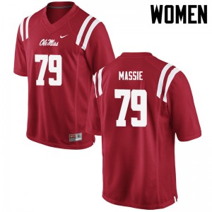 Women Bobby Massie Red Ole Miss College Football #79 Jersey 398300-837