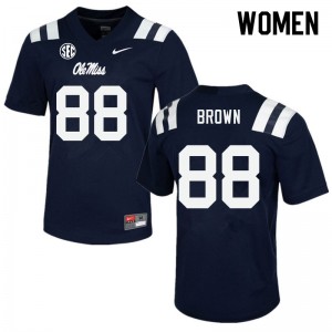Women Bralon Brown Navy Ole Miss Rebels College Football #88 Jersey 133837-741