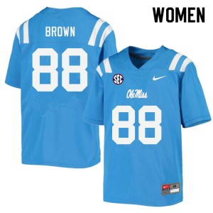 Women Bralon Brown Powder Blue Rebels College Football #88 Jersey 975598-429