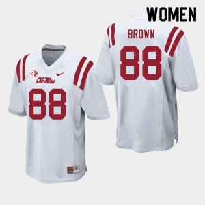 Women Bralon Brown White University of Mississippi College Football #88 Jersey 874287-701