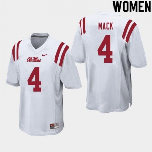 Women Brandon Mack White University of Mississippi College Football #4 Jersey 777242-907