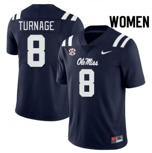 Women Brandon Turnage Navy Rebels College Football #8 Jersey 442728-329