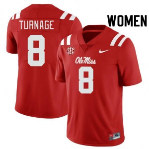 Women Brandon Turnage Red University of Mississippi College Football #8 Jersey 698615-521