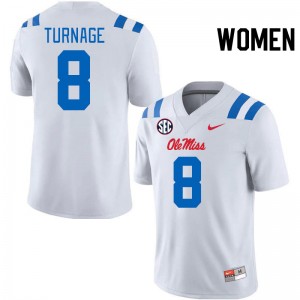 Women Brandon Turnage White Ole Miss 2024 New College Football #8 Jersey 476190-859